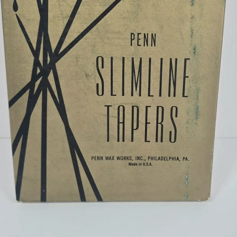Vintage Penn Slimline Tapers Candles Red Green Set Of 12 MCM 15